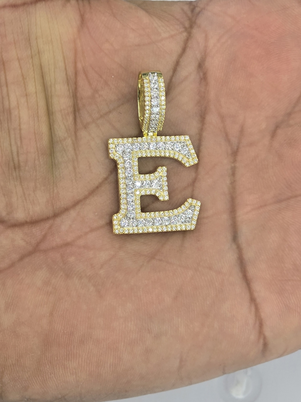 925 Sterling Silver Moissanite Diamond Letter E Pendant